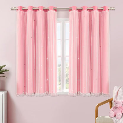 XiDi Pink Curtains for Bedroom, Girls Room Blackout Curtains, Kids Room by Addsomecolortolife