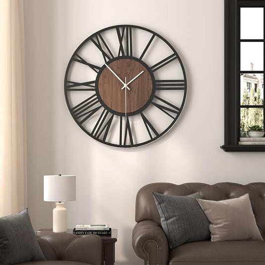 Cuspin 30 Inch Large Wall Clock, Silent Non Ticking Battery Operated Roman - Image 2
