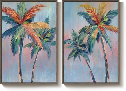 Framed Coastal Colorful Palm Tree Wall Art Bedroom, Pop Art Paintings Prints - Image 9
