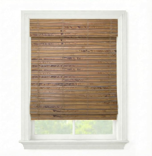 Cordless Woven Wood Roman Shades, 30W x 72H, Winthrop Camel, Sizes 20-72 Wide by FirstRateBlinds
