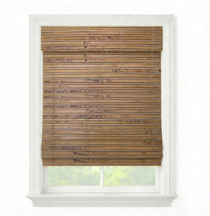 Cordless Woven Wood Roman Shades, 47W x 72H, Winthrop Camel, Sizes 20-72 Wide by FirstRateBlinds