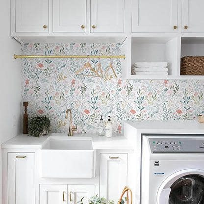 Froluya Floral Peel and Stick Wallpaper Boho Floral Contact Paper 16.9" x - Image 9