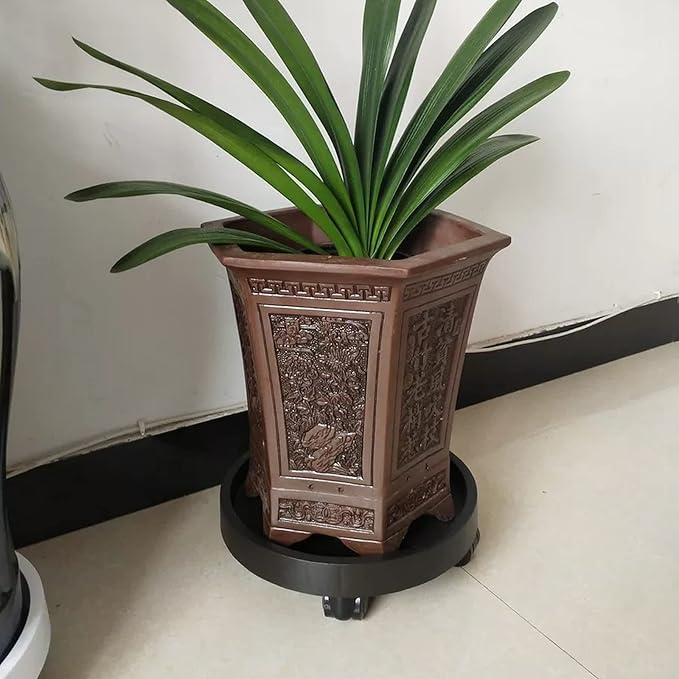 2 Pack of 12.6 Inch Heavy Duty Plant Caddy with Wheels,Rolling Plant Stand Pot Trolley,Wheeled Planter Saucer Tray,Potted Flower Mover Dolly with Casters Round Coaster for Indoor Outdoor