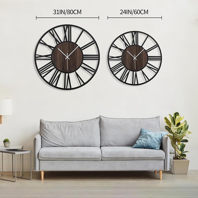 LEIKE Large Wall Clocks for Living Room, Non Ticking, Battery Operated - Image 2