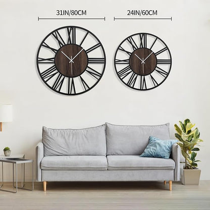 LEIKE Large Wall Clocks for Living Room, Non Ticking, Battery Operated - Image 2