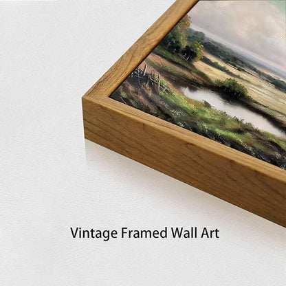 OIQArtOIQ Vintage Landscape Canvas Wall Art Framed Natural Scenery Painting - Image 3