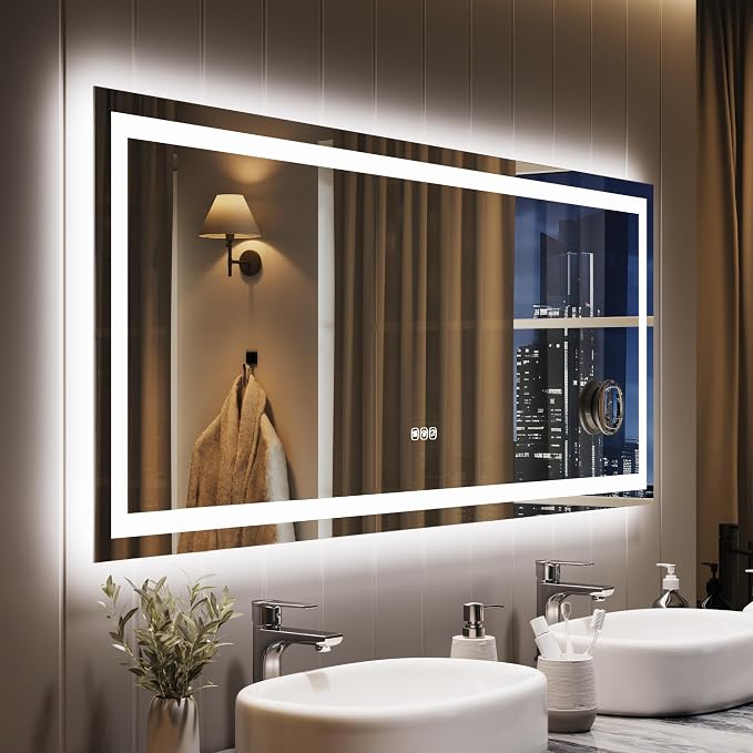 LED Bathroom Mirror 60 x 24 inch, Lighted Bathroom Vanity Mirror - Image 8