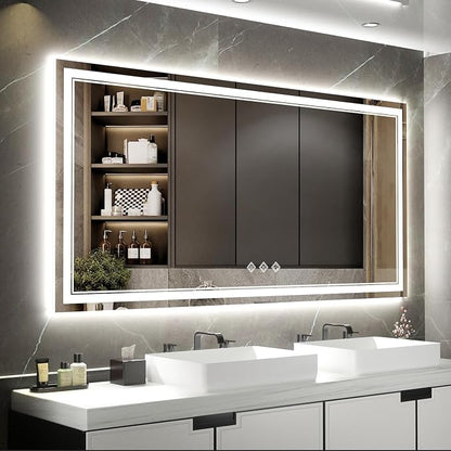 LED Bathroom Mirror with Lights, 72x36 Inch Gradient Front and Backlight LED by VanPokins-GlobalHighEndLEDBathroomMirrorBrand