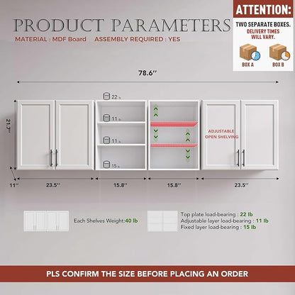FIMELLO 78.6''W X 11''D X 21.7''H Wall Cabinets - Image 2