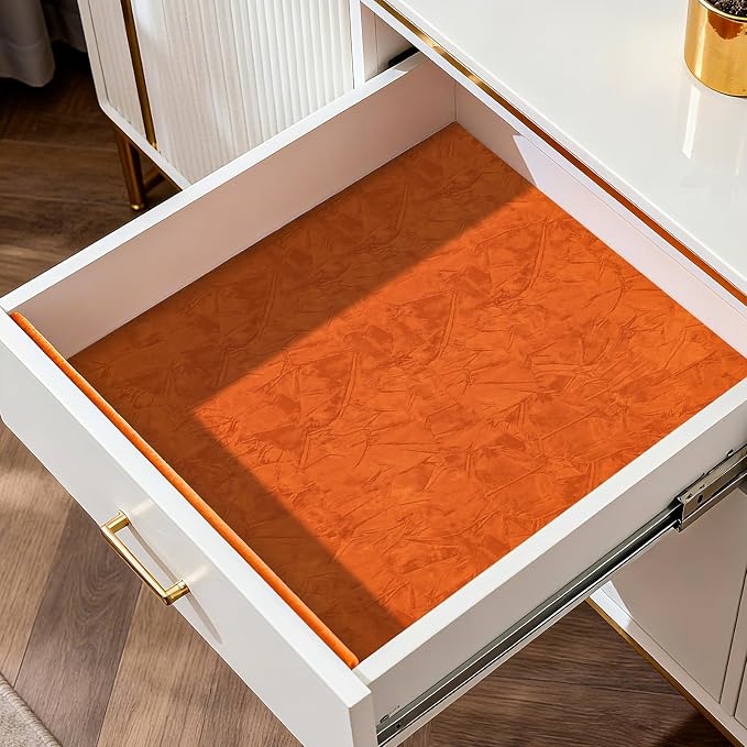 17.5"x317" Crushed Orange Velvet Peel and Stick Wallpaper Orange Wallpaper Self - Image 3