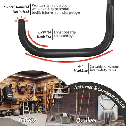 Garage Hooks 4 Inch, 6 Pack Heavy Duty Wall Hooks - Image 5