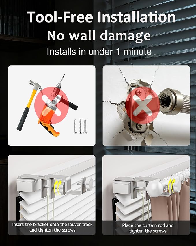 Mimiio No Drill Curtain Rod Brackets - Image 3