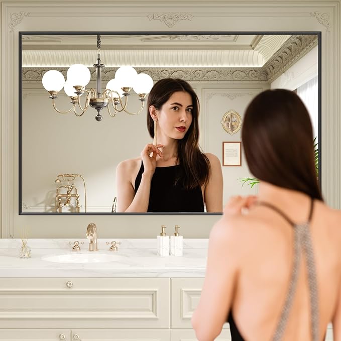 LOAAO Black Bathroom Mirror 72"X40" - Image 2