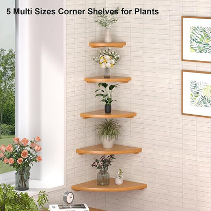Gieanoo Corner Floating Shelf 9inch Solid Oak Wood Floating Corner Shelf - Image 2
