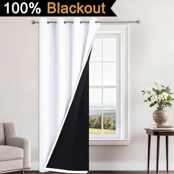 Yakamok 100% Blackout Curtains 96 Inches Long, 2 Thick Layers Heat and Full - Image 2