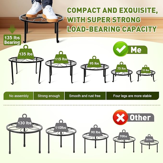 ESRICH 10Pack Plant Stand, Metal Plant Stands for Outdoor Indoor Plants, Heavy Duty Plant Stands for Multiple Plant, Anti-Rust Iron Plant Pot Shelffor Planter, Potted Plant Holder for Garden Home