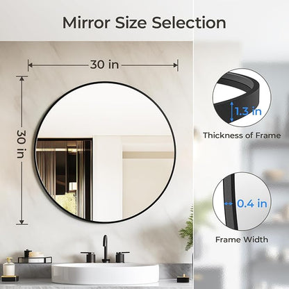 USHOWER Bathroom Mirrors for Over Sink, 30 Inch Circle Mirror - Image 4