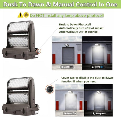 Dusk to Dawn 120W Rotatable LED Wall Pack Light, 5000K 16800LM 600-800W HPS/HID - Image 3
