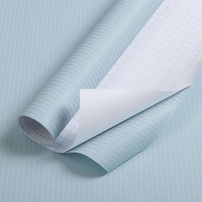 Orainege Peel and Stick Wallpaper Light Blue Wallpaper 15.7"x393.7" Textured - Image 2