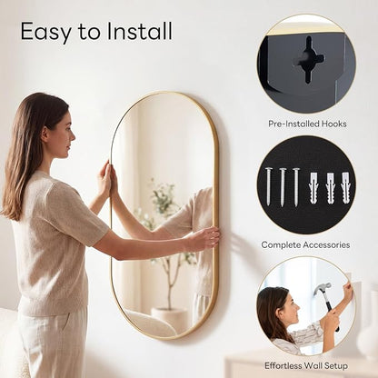 DUMOS 24" x 36" Oval Bathroom Mirror, Tempered Glass, Morden Vanity Mirror - Image 5