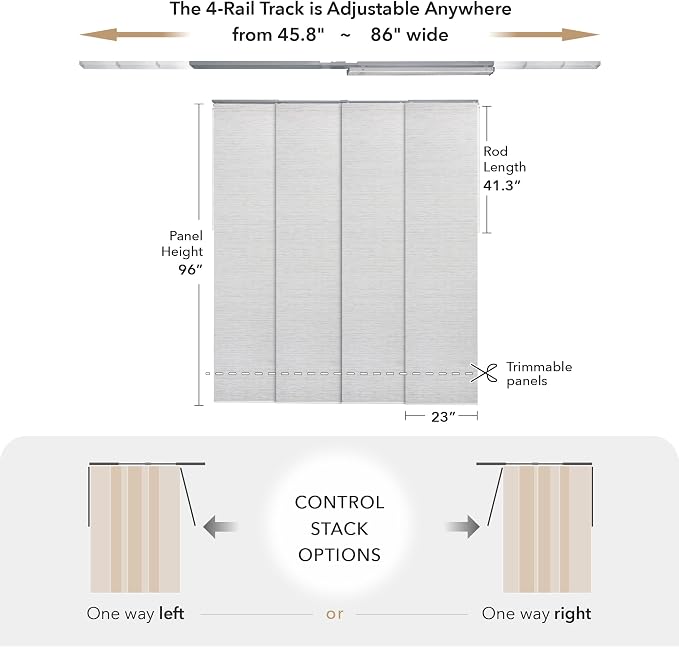 GoDear Design Adjustable Sliding Panel Track Blinds, Vertical Blinds, Room - Image 5