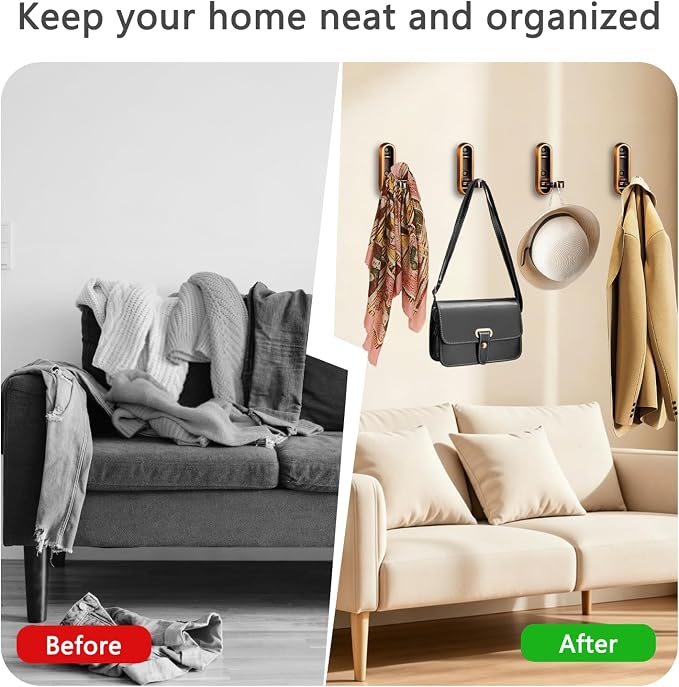 6PCS Foldable Wall Hooks, Zinc Alloy Flip Down Hooks, Retractable Wall Hooks - Image 5