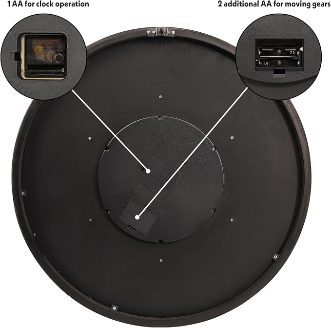 HOIBAI Wall Clock, 27 Inch Moving Gears Clock Large Wall Clock - Image 5
