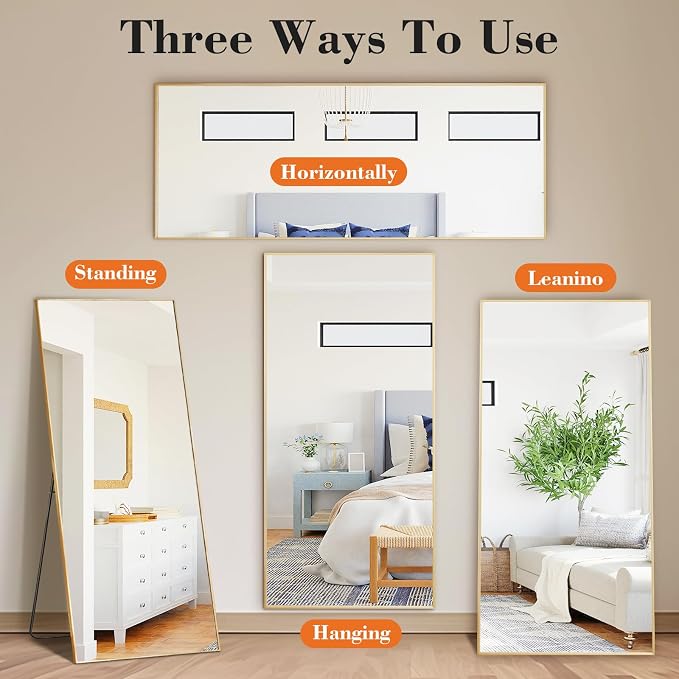 Sweetcrispy 68"x26" Full Length Mirror, Leaning or Standing Full Body Mirror - Image 6
