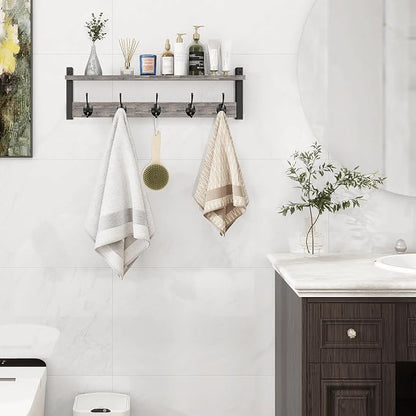 Homode Wall Hooks With Shelf, 24 Inch Coat Rack Wall Mount - Image 3