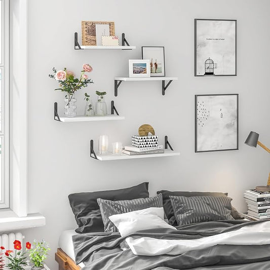 YGEOMER White Floating Shelves for Wall, Different Sizes Rustic Wall Shelves - Image 2