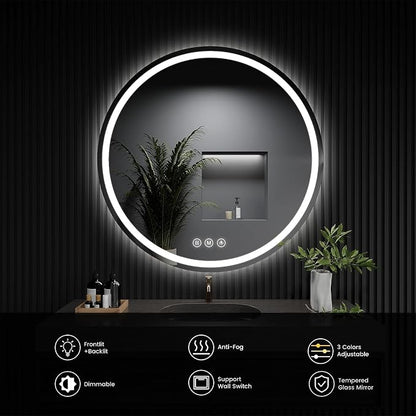 LED Bathroom Mirror 28 Inch Round Bathroom Mirror - Image 6