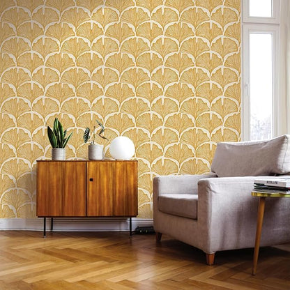 Tempaper x Novogratz Golden Mustard Feather Palm Removable Peel and Stick - Image 8