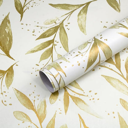 Livebor Leaf Peel and Stick Wallpaper Olive Leaf Contact Paper17.7in x 196.8in by LiveborDirectWallpaper