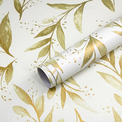 Livebor Leaf Peel and Stick Wallpaper Olive Leaf Contact Paper 17.7in x 393.7in by LiveborDirectWallpaper