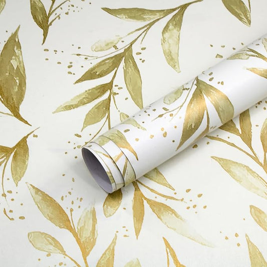 Livebor Leaf Peel and Stick Wallpaper Olive Leaf Contact Paper 17.7in x 393.7in by LiveborDirectWallpaper