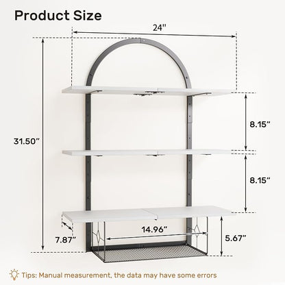 XLHOMO Floating Shelf for Wall- 31.5"x 24" 3+1 Tier White Bathroom Floating - Image 2