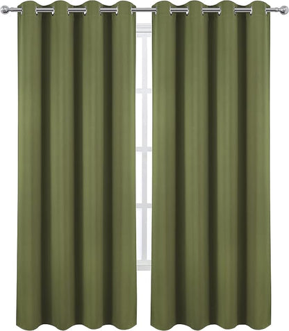 LEMOMO Olive Green Blackout Curtains/52 x 84 Inch Long/Set of 2 Curtain - Image 2