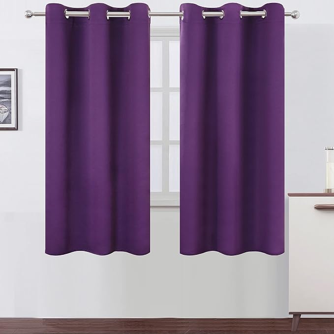 LEMOMO Purple Thermal Blackout Curtains/38 x 63 Inch/Set of 2 Panels Room by Lemomo