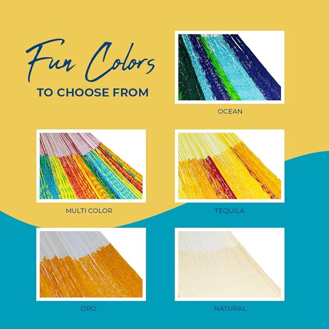 Handmade Hammocks - Hammocks Rada Handmade Yucatan Hammock - Artisan Crafted in Central America - Fits Most 12.5 Ft. - 13 Ft. Stands - Carries Up to 550 Lbs for Two