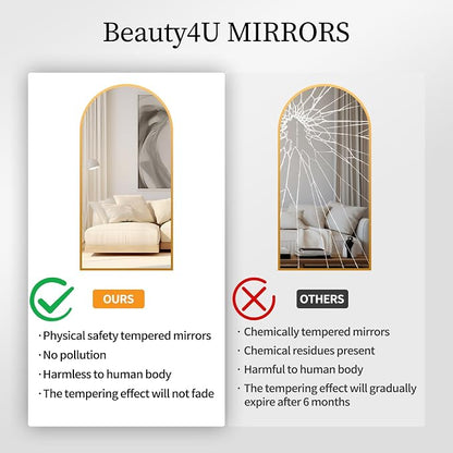 Beauty4U Arched Full Length Mirror, Standing or Leaning, Bedroom Dressing Mirror - Image 5