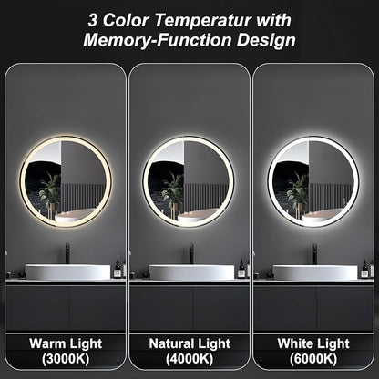 NEWBULIG 28 Inch Round LED Bathroom Wall Mirror - Image 6