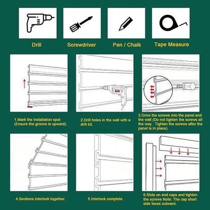 Yuzzy Slat Wall Paneling 2 x 4ft, Garage Slatwall Panel Wall Storage Systems - Image 6