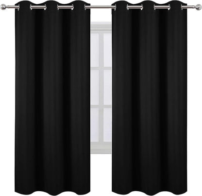 LEMOMO Black Thermal Blackout Curtains/42 x 72 Inch/Set of 2 Panels Room - Image 2
