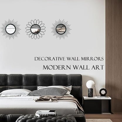 3 Pack Metal Mirrors for Wall Sunburst Wall Mirrors Home Décor Decorative - Image 7