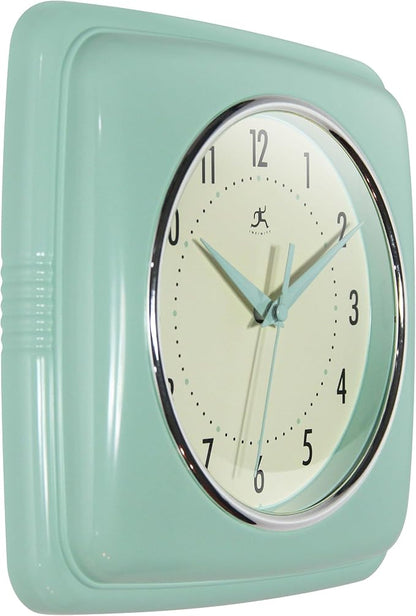 Infinity Instruments Square Retro Wall Clock, Pastel Green - Image 2