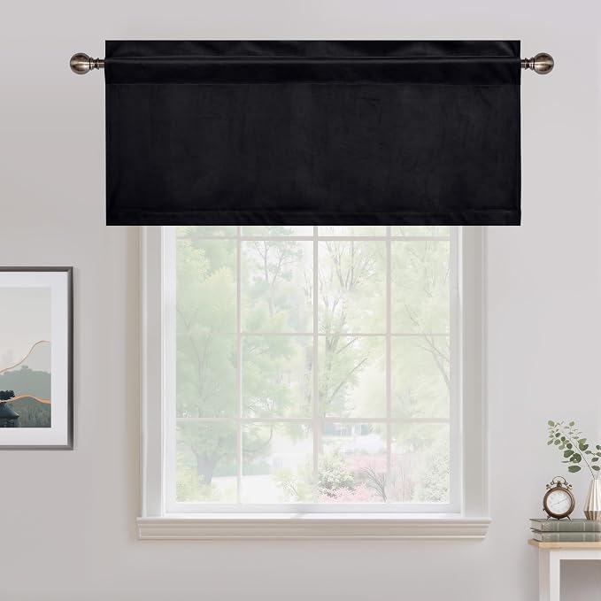 NICETOWN Black Velvet Valance Curtains - Image 7