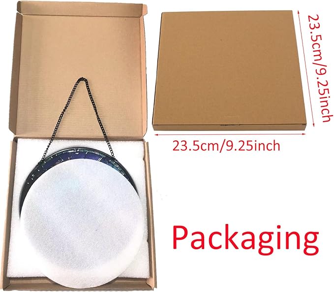 Hanging Stained Glass for Windows,20cm/7.87inch Owl Suncatcher Stained Glass Garden Hangings Ornaments Mother's Day Valentine's Day Halloween Fall Christmas Decor for Home (A Style)