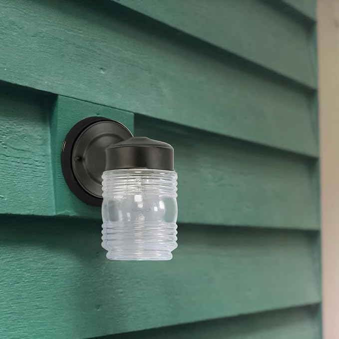 Design House Jelly Jar Wall Light, Indoor/Outdoor, Matte Black, Wall Mount - Image 5