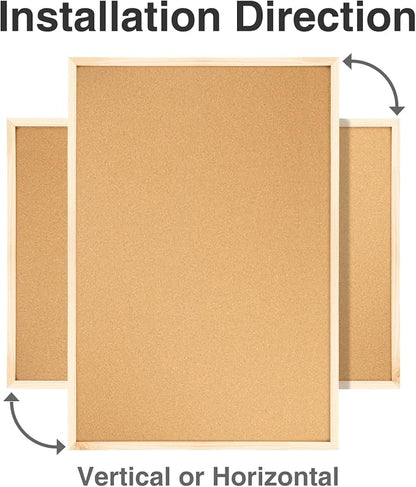 OWLKELA 24'' x 36'' Cork Board Bulletin Board, Wooden Framed Corkboard - Image 4