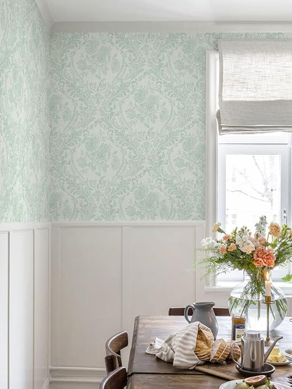 Ismoon Floral Wallpaper Peel and Stick Sage Green Contact Paper Boho Vintage - Image 2